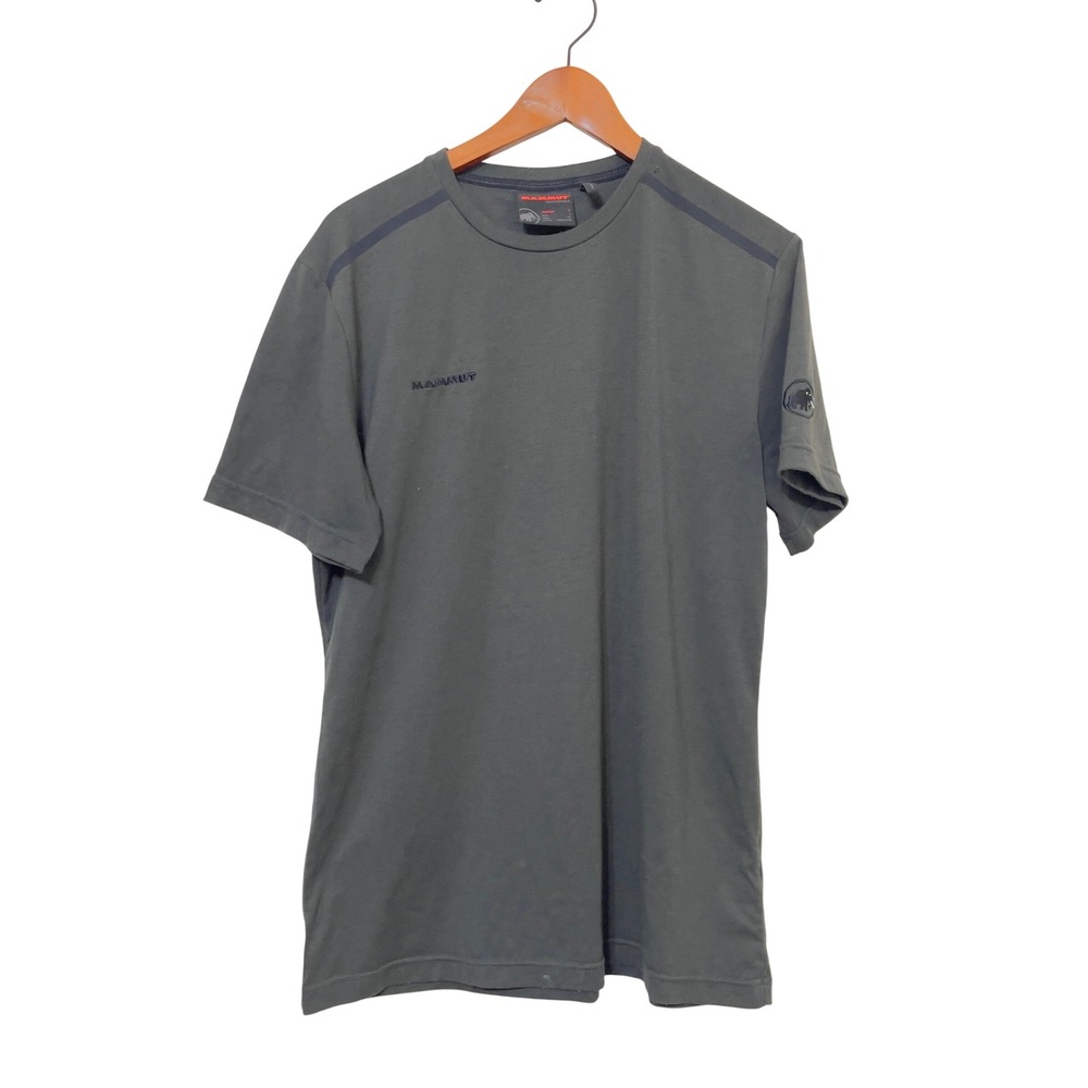 Mammut Men T-Shirt Large Gray Short Sleeve Hiking Climbing Athletic Logo Tee